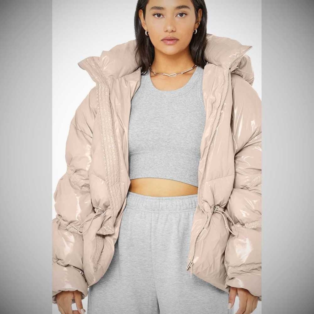 Alo Yoga Stunner Puffer Jacke Damen Grau Rosa | EDSMAC731