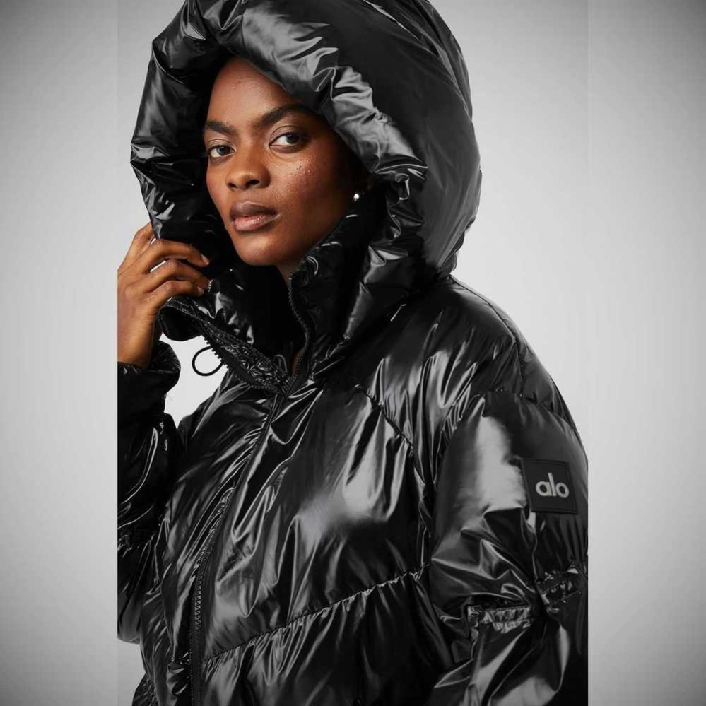 Alo Yoga Stunner Puffer Jacke Damen Schwarz | BJVYAM941