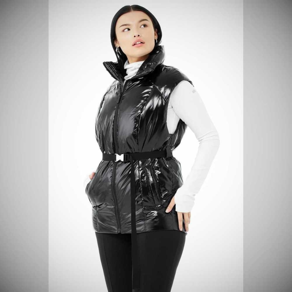 Alo Yoga Stunner Puffer Vests Damen Schwarz | ZQTMYW693