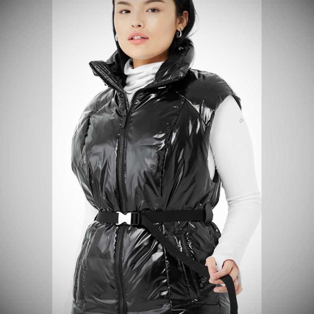 Alo Yoga Stunner Puffer Vests Damen Schwarz | ZQTMYW693