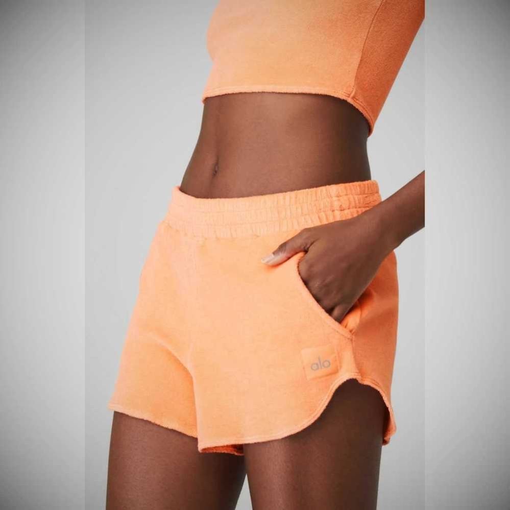 Alo Yoga Terry High-Taille Beachside Kurze Hose Damen Orange | TALSON385