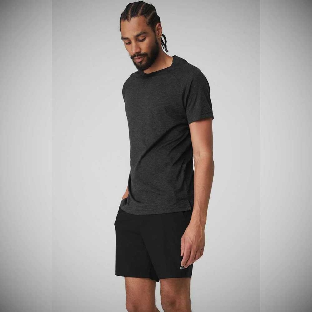 Alo Yoga The Triumph Crew Neck Tee Short Sleeve Herren Schwarz | BIZRAC261