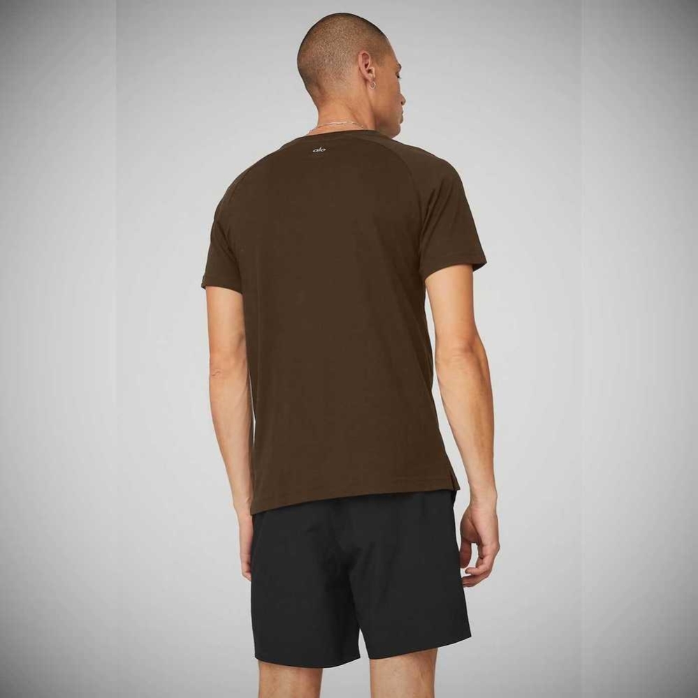 Alo Yoga The Triumph Crew Neck Tee Short Sleeve Herren Kaffee | IVAKOD850