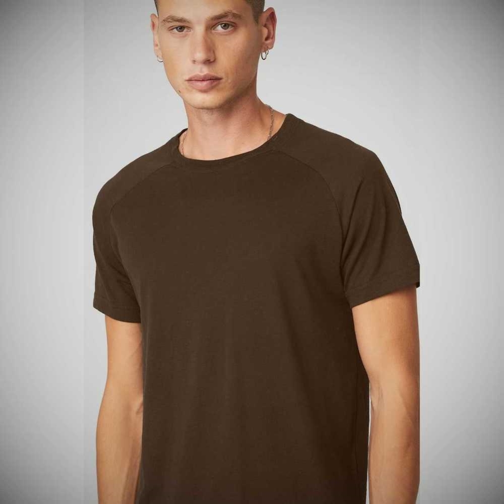 Alo Yoga The Triumph Crew Neck Tee Short Sleeve Herren Kaffee | IVAKOD850