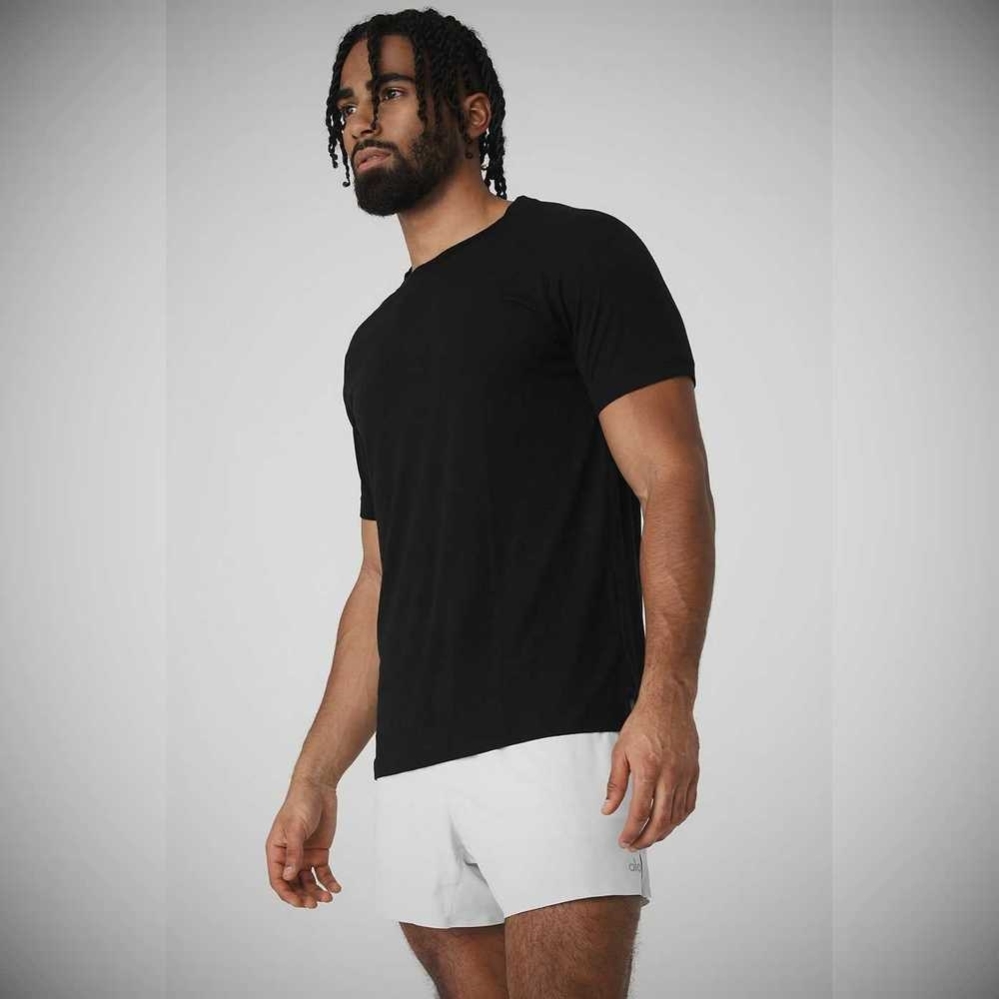 Alo Yoga The Triumph Crew Neck Tee Short Sleeve Herren Schwarz | LVIQEK645