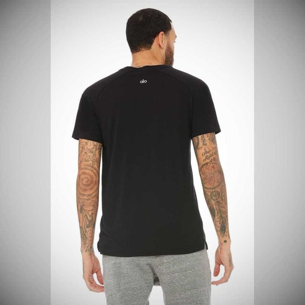 Alo Yoga The Triumph Crew Neck Tee Short Sleeve Herren Schwarz | OGTIAQ206