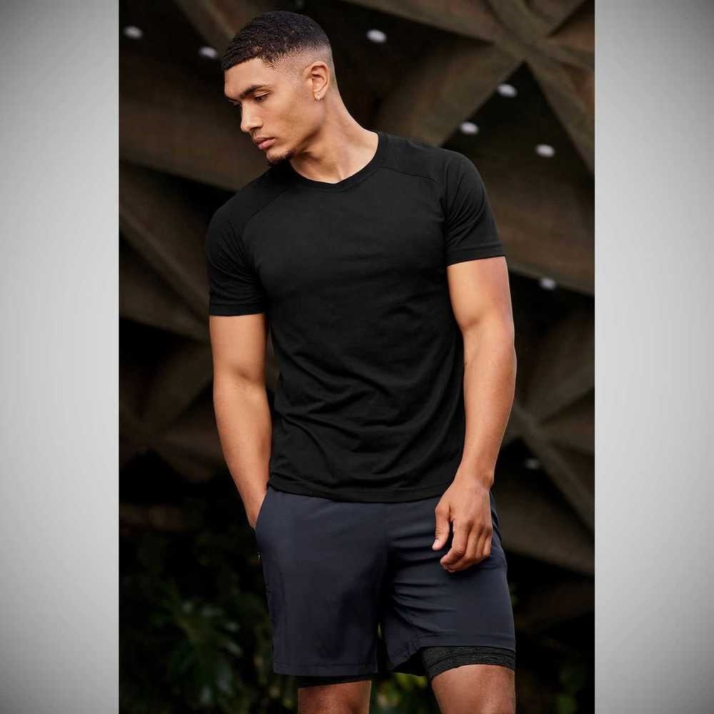 Alo Yoga The Triumph Crew Neck Tee Short Sleeve Herren Schwarz | OGTIAQ206