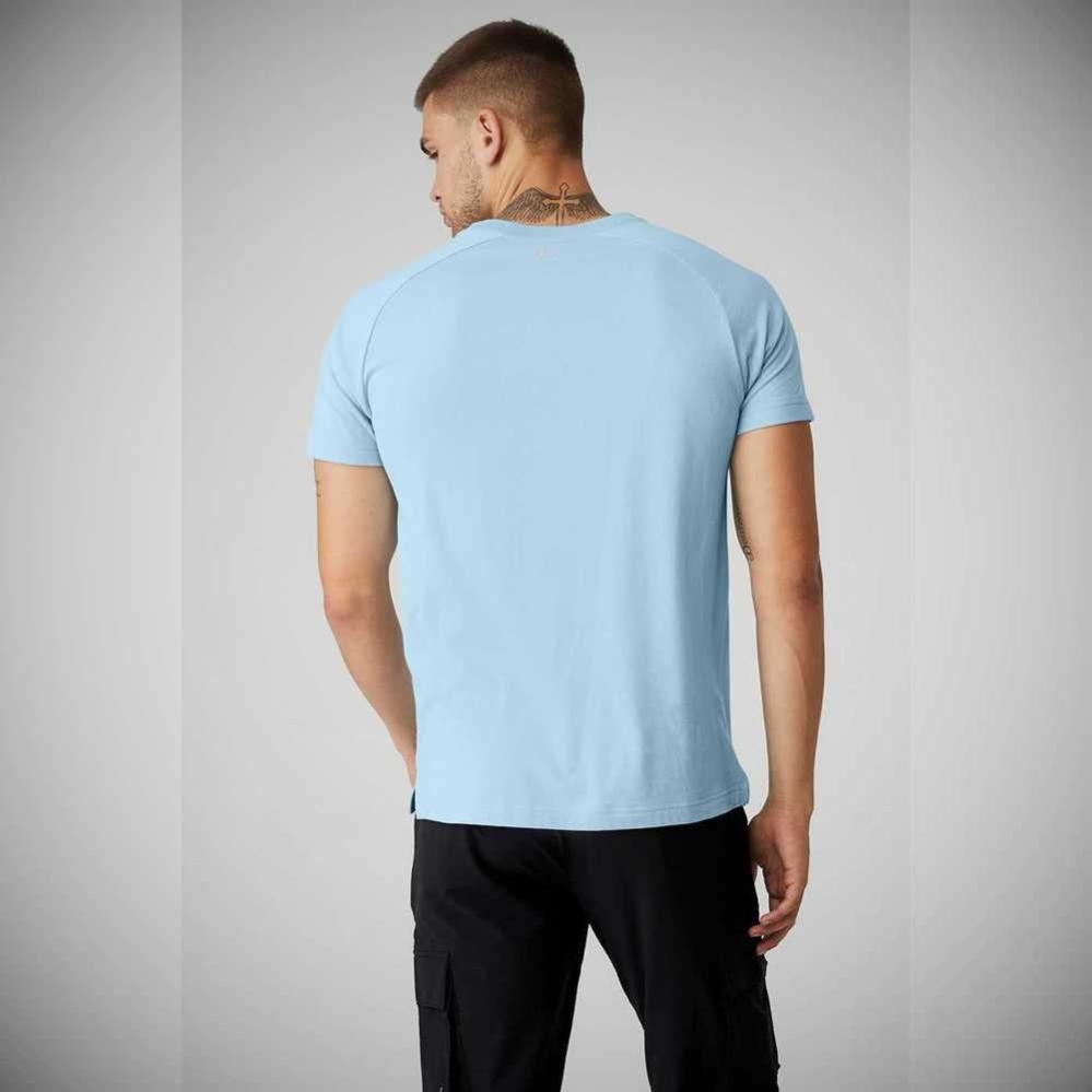 Alo Yoga The Triumph Crew Neck Tee Short Sleeve Herren Blau | RMKTHG950