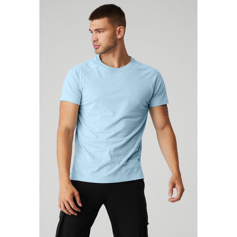 Alo Yoga The Triumph Crew Neck Tee Short Sleeve Herren Blau | RMKTHG950