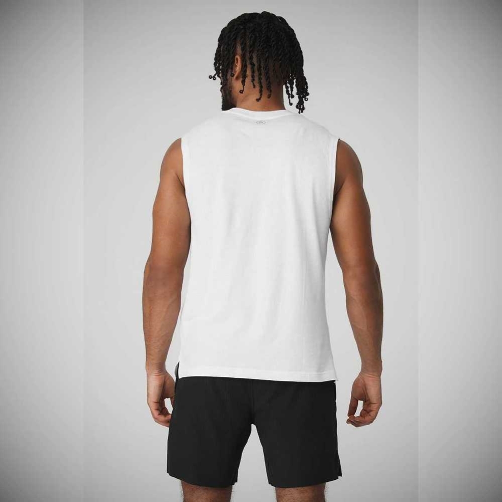 Alo Yoga The Triumph Muscle Muskelshirt Herren Weiß | NIJPAK021