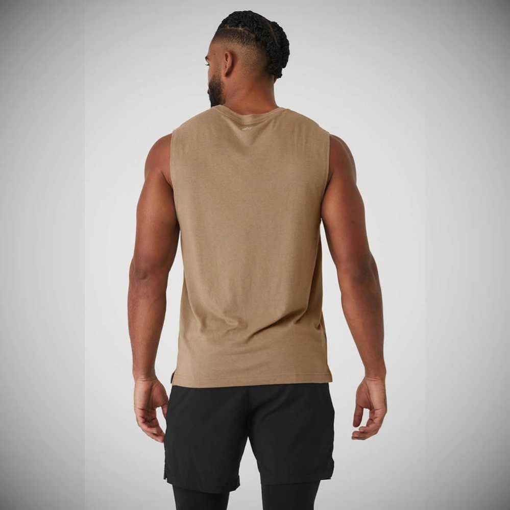 Alo Yoga The Triumph Muscle Muskelshirt Herren Braun | VSQPRH923