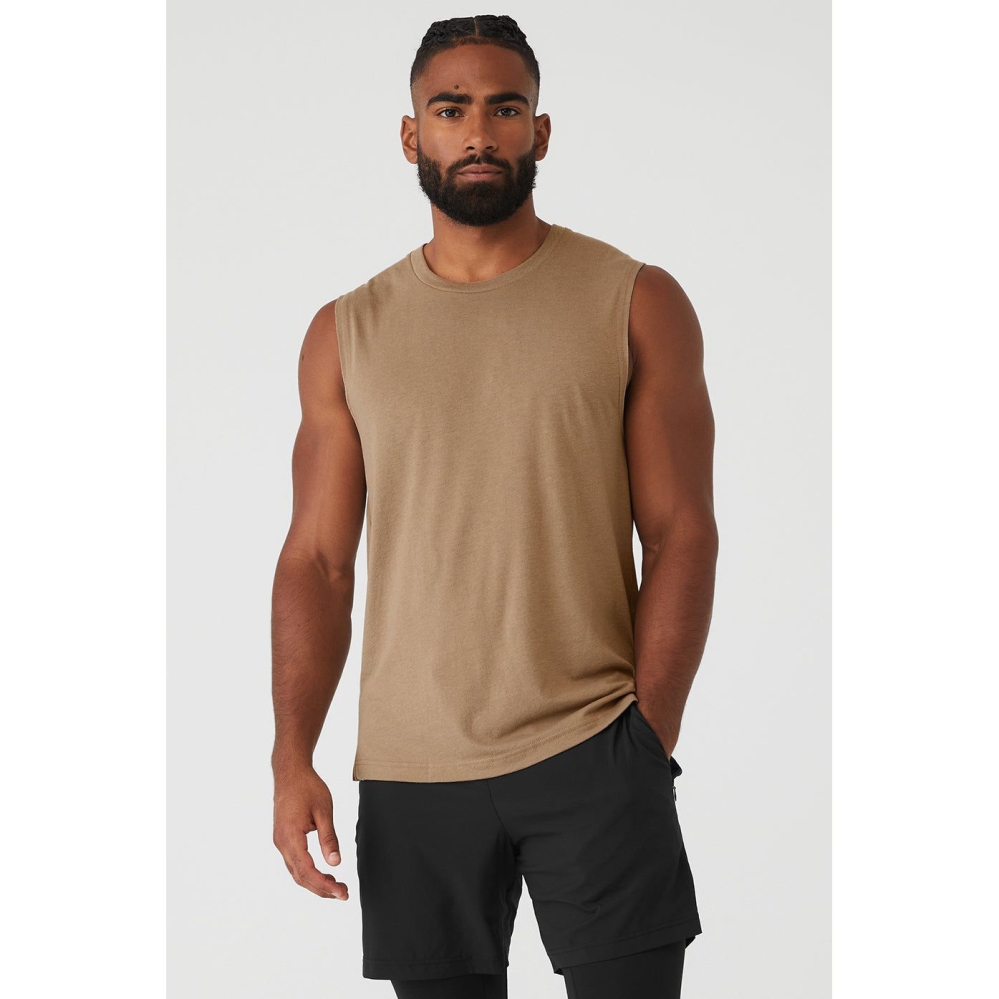 Alo Yoga The Triumph Muscle Muskelshirt Herren Braun | VSQPRH923