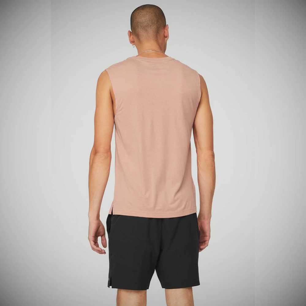 Alo Yoga The Triumph Muscle Muskelshirt Herren Rosa Grau | XBMCEY853