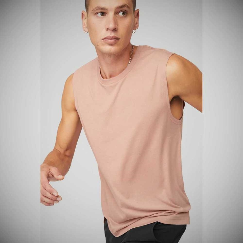 Alo Yoga The Triumph Muscle Muskelshirt Herren Rosa Grau | XBMCEY853