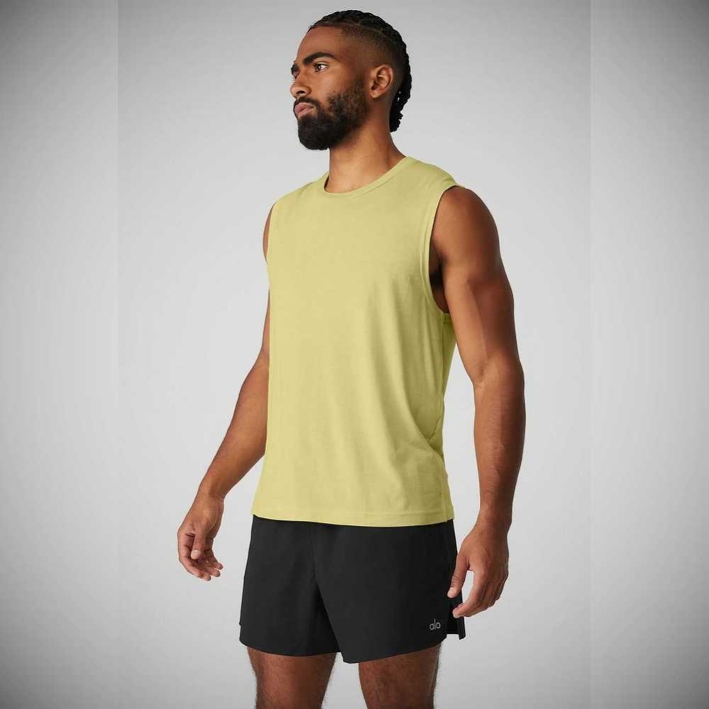 Alo Yoga The Triumph Muscle Muskelshirt Herren Grau Gelb | YGOZNK405