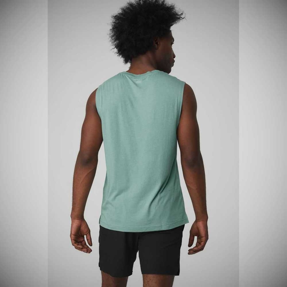 Alo Yoga The Triumph Muscle Muskelshirt Herren Blau | YXRBZM519