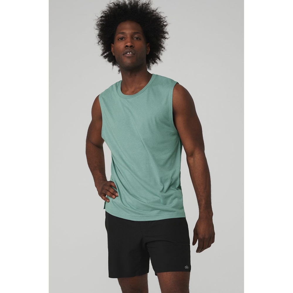 Alo Yoga The Triumph Muscle Muskelshirt Herren Blau | YXRBZM519