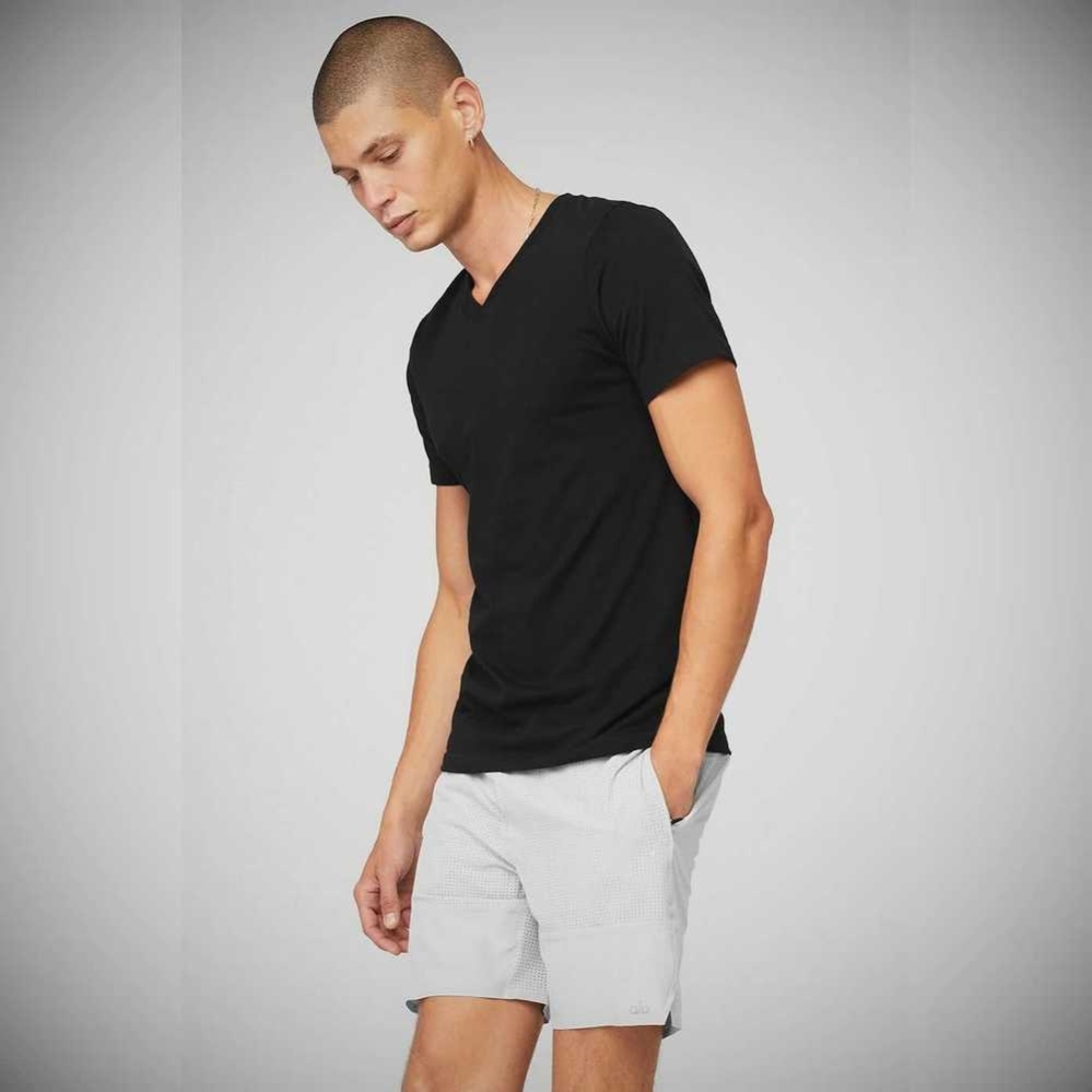 Alo Yoga The Triumph V-Neck Tee Short Sleeve Herren Schwarz | JVHEFC360