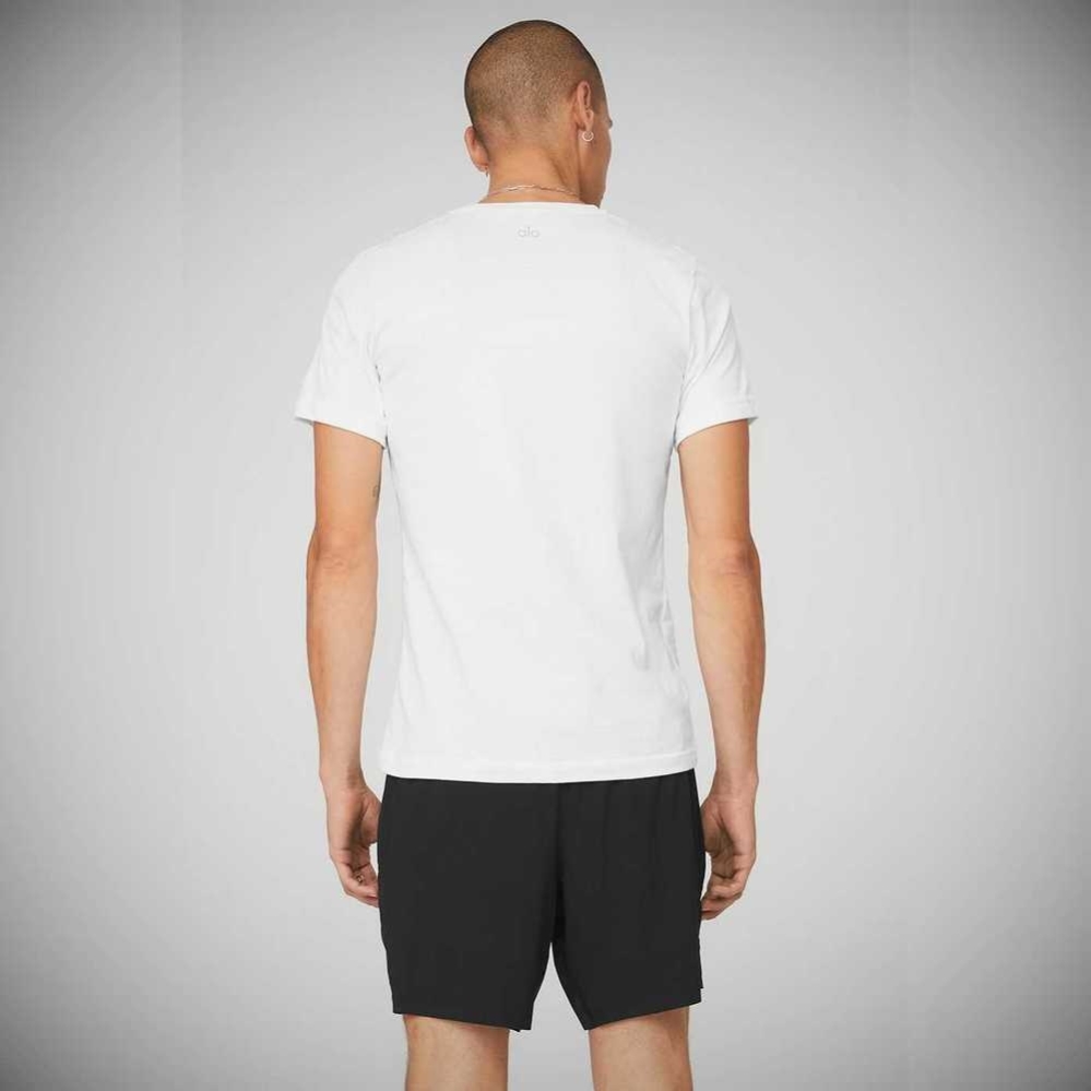 Alo Yoga The Triumph V-Neck Tee Short Sleeve Herren Weiß | MTNRSZ892