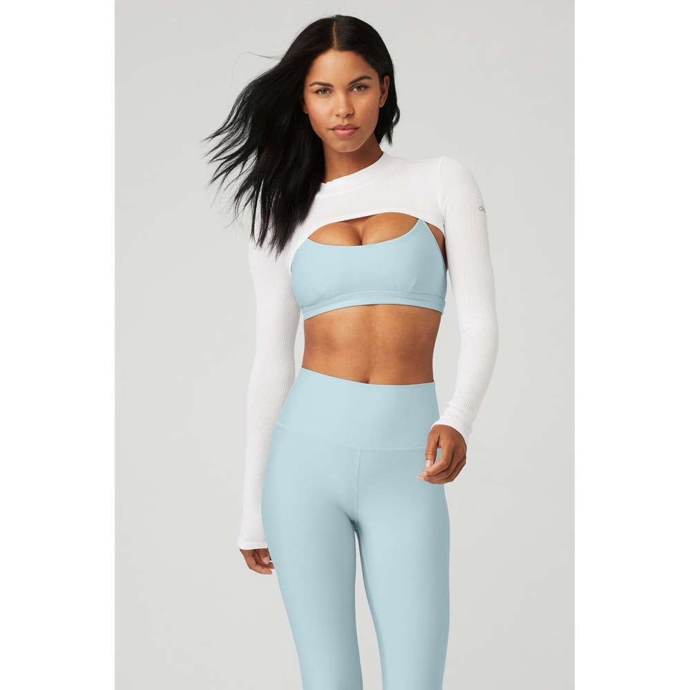 Alo Yoga Thrill Seeker Shrug Crop Tops Damen Weiß | MHNGUI692