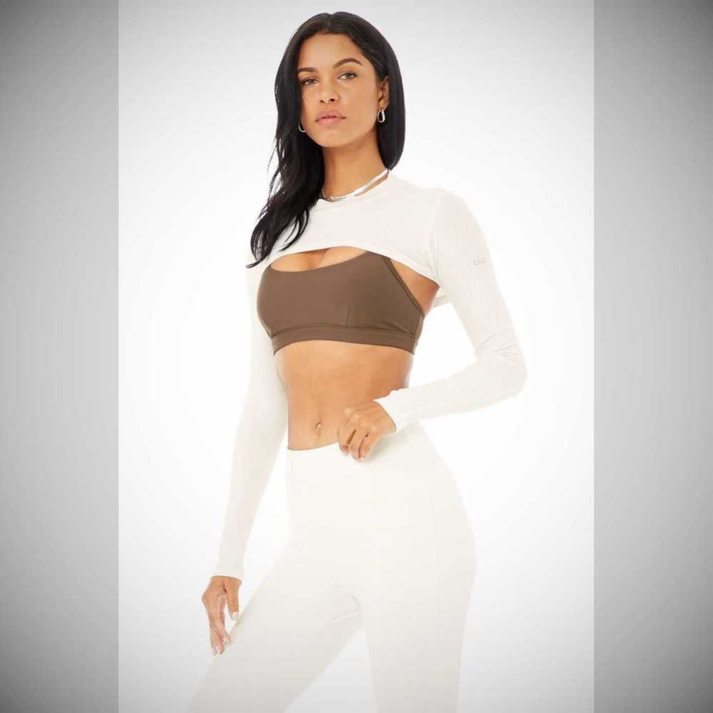 Alo Yoga Thrill Seeker Shrug Crop Tops Damen Weiß | RBVSEO195