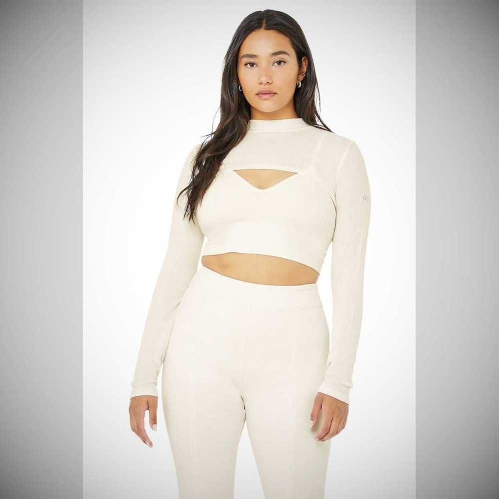 Alo Yoga Thrill Seeker Shrug Crop Tops Damen Weiß | RBVSEO195