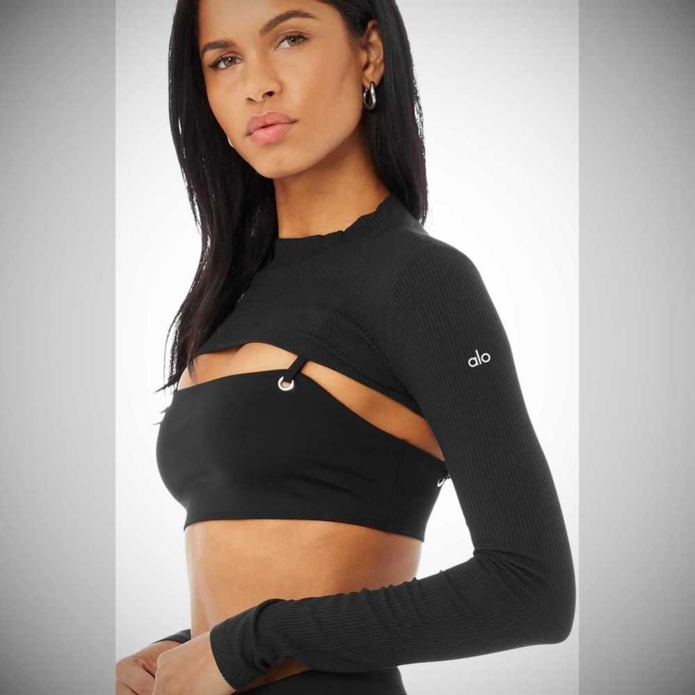 Alo Yoga Thrill Seeker Shrug Crop Tops Damen Schwarz | UAOPIN986