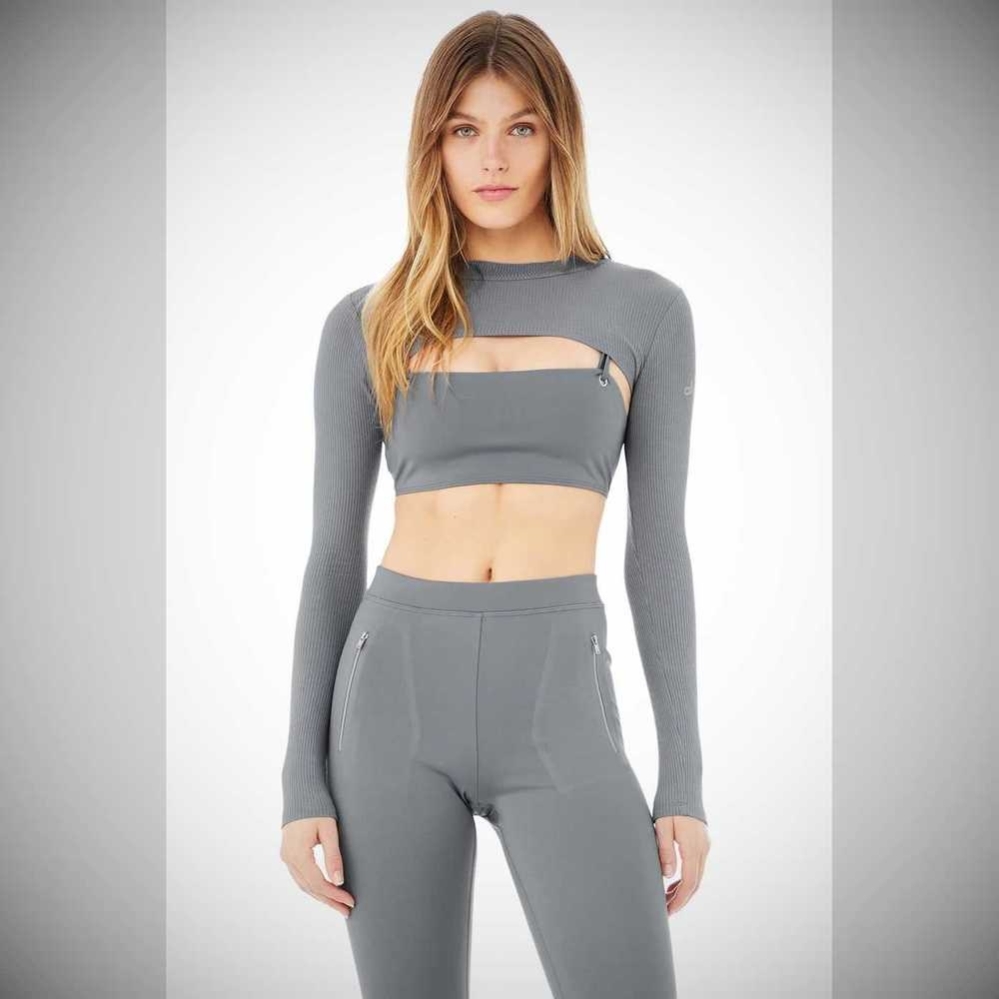 Alo Yoga Thrill Seeker Shrug Crop Tops Damen Blau | WOLJKQ819