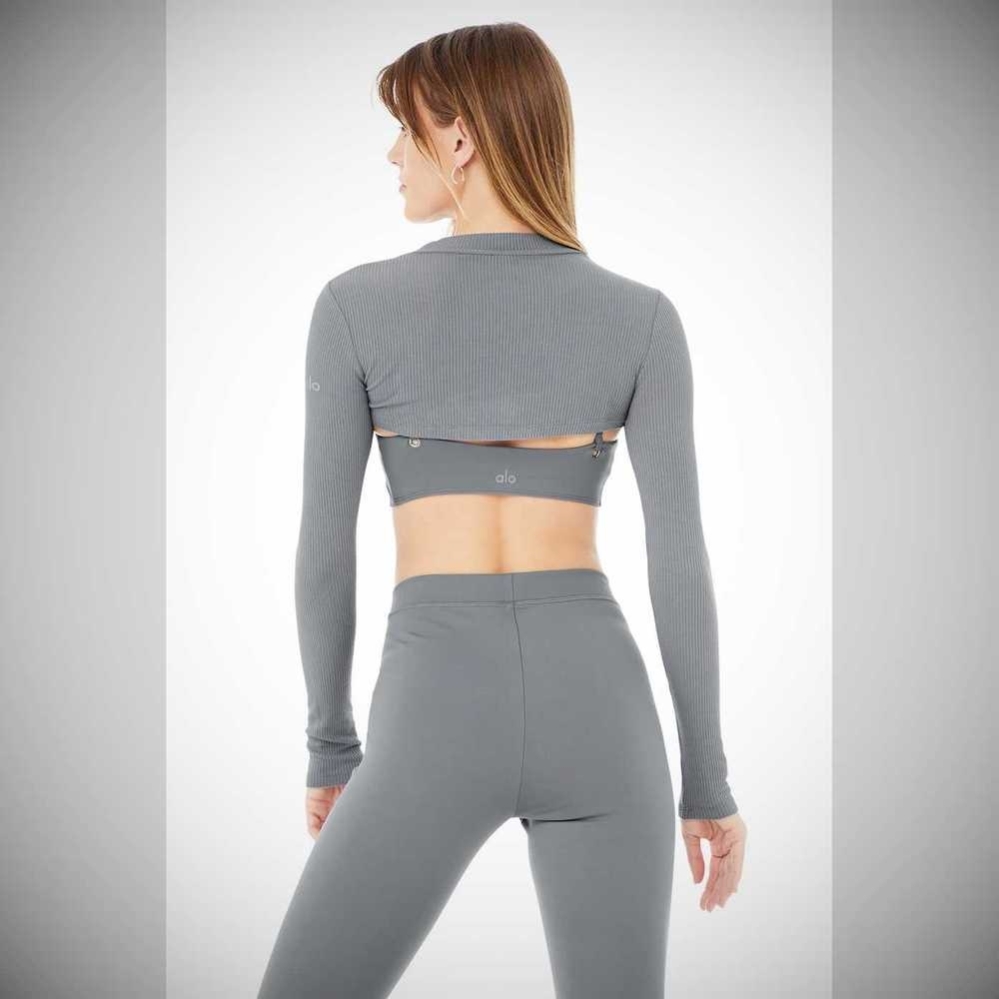 Alo Yoga Thrill Seeker Shrug Crop Tops Damen Blau | WOLJKQ819