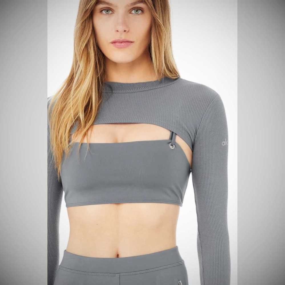 Alo Yoga Thrill Seeker Shrug Crop Tops Damen Blau | WOLJKQ819