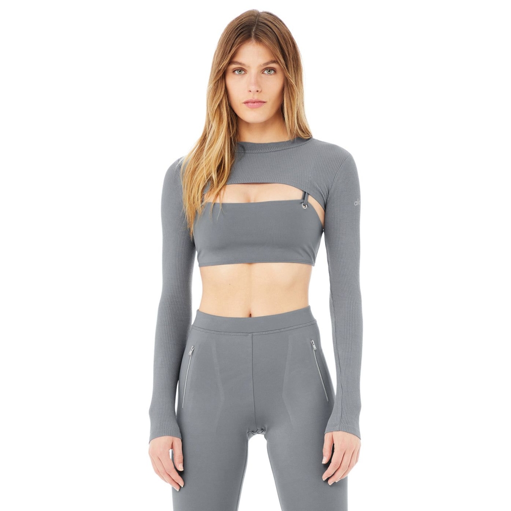 Alo Yoga Thrill Seeker Shrug Crop Tops Damen Blau | WOLJKQ819