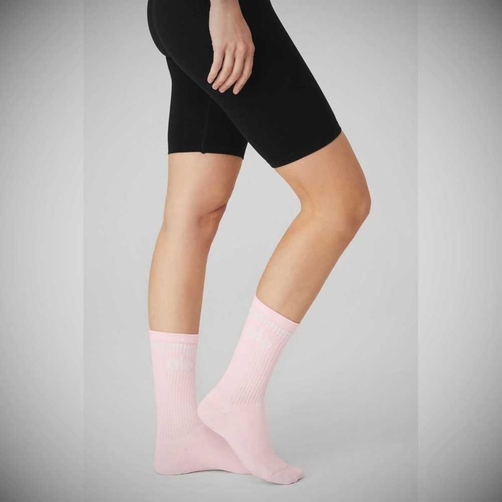 Alo Yoga Throwback Barre Socken Damen Rosa Weiß | FQKSPL438