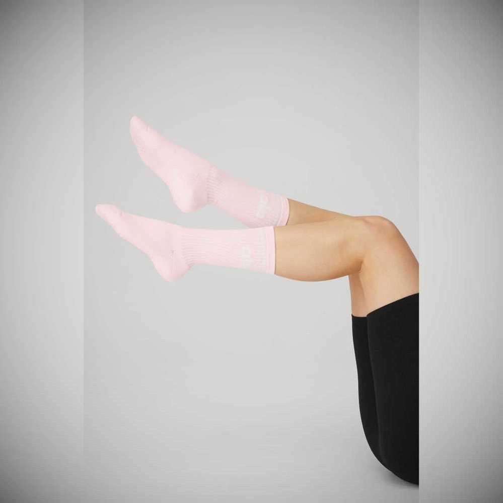 Alo Yoga Throwback Barre Socken Damen Rosa Weiß | FQKSPL438