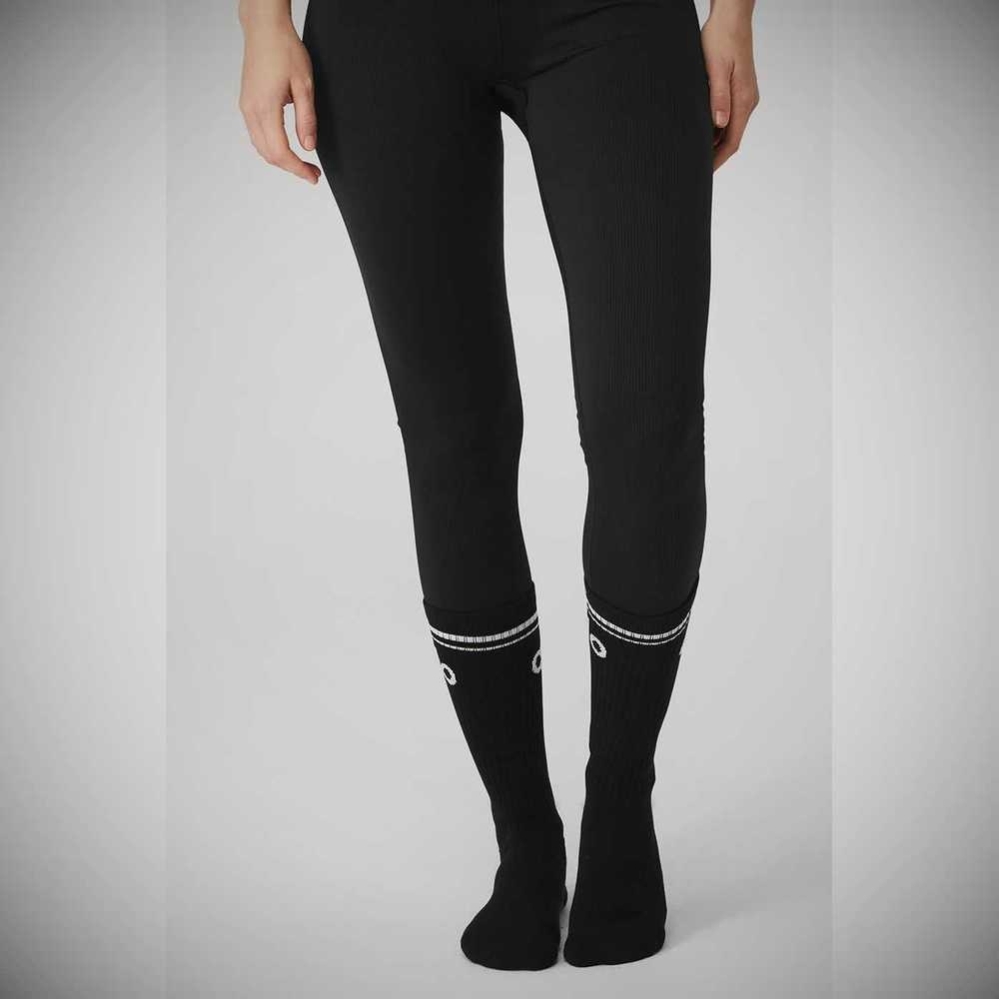 Alo Yoga Throwback Barre Socken Damen Schwarz Weiß | LHXIBV037