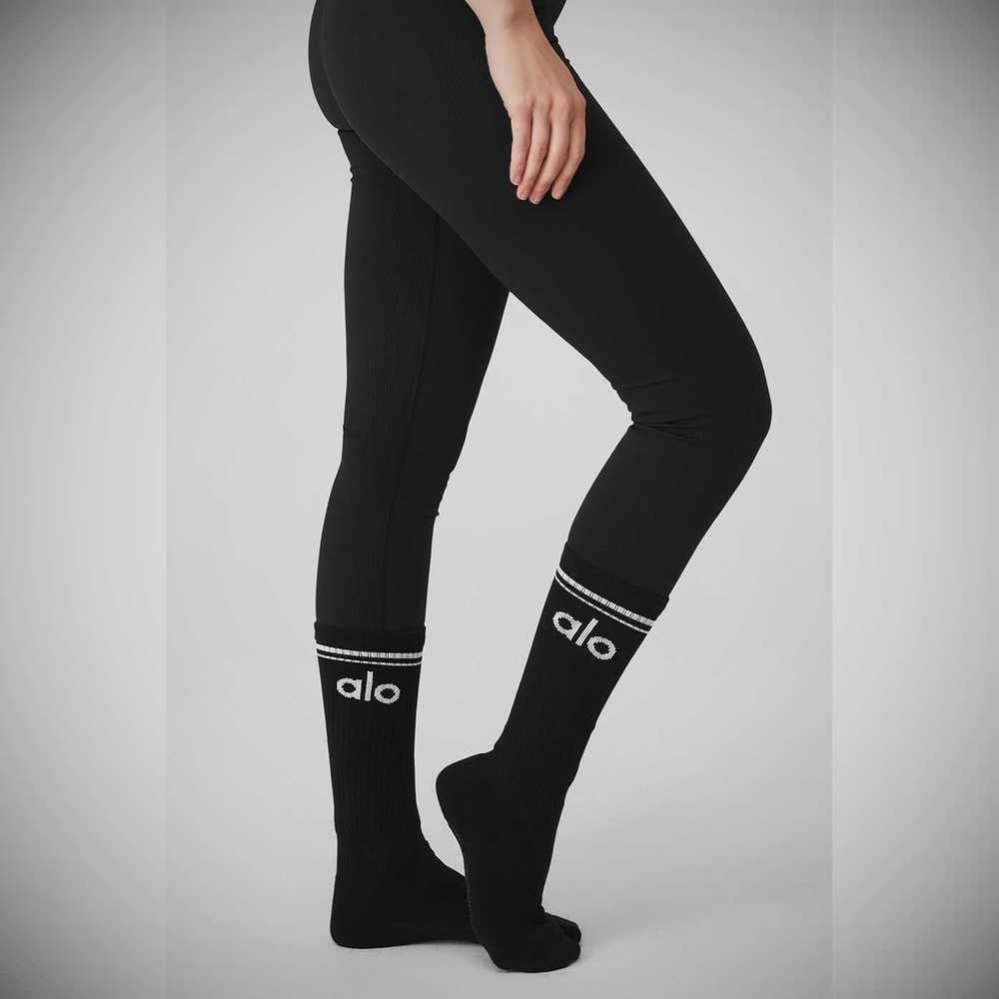 Alo Yoga Throwback Barre Socken Damen Schwarz Weiß | LHXIBV037