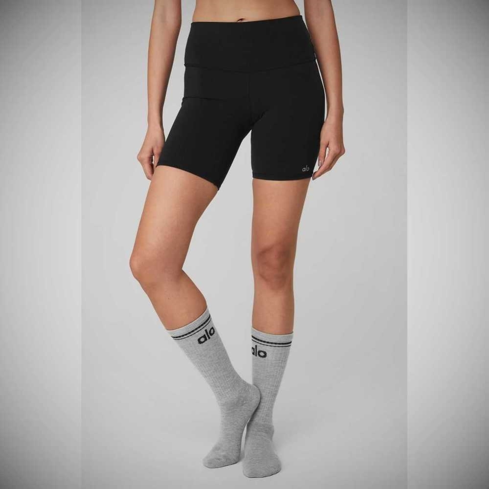 Alo Yoga Throwback Socken Damen Grau Schwarz | ORVZFE081