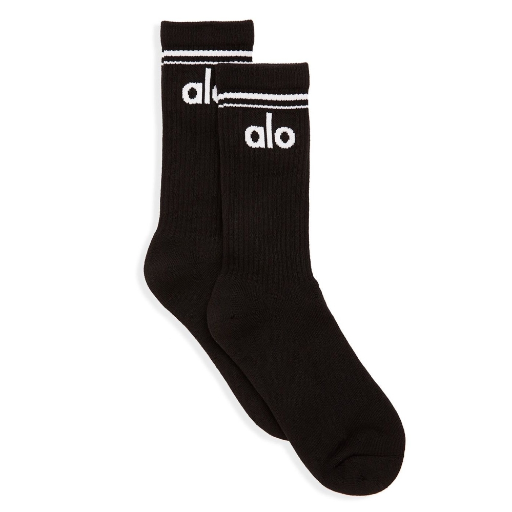 Alo Yoga Throwback Socken Damen Schwarz Weiß | MIVQOG354