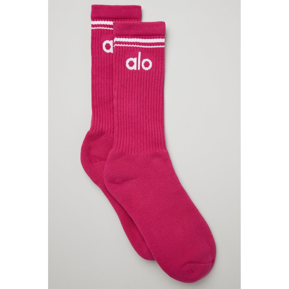 Alo Yoga Throwback Socken Herren Bordeaux Weiß | XBGWFP827