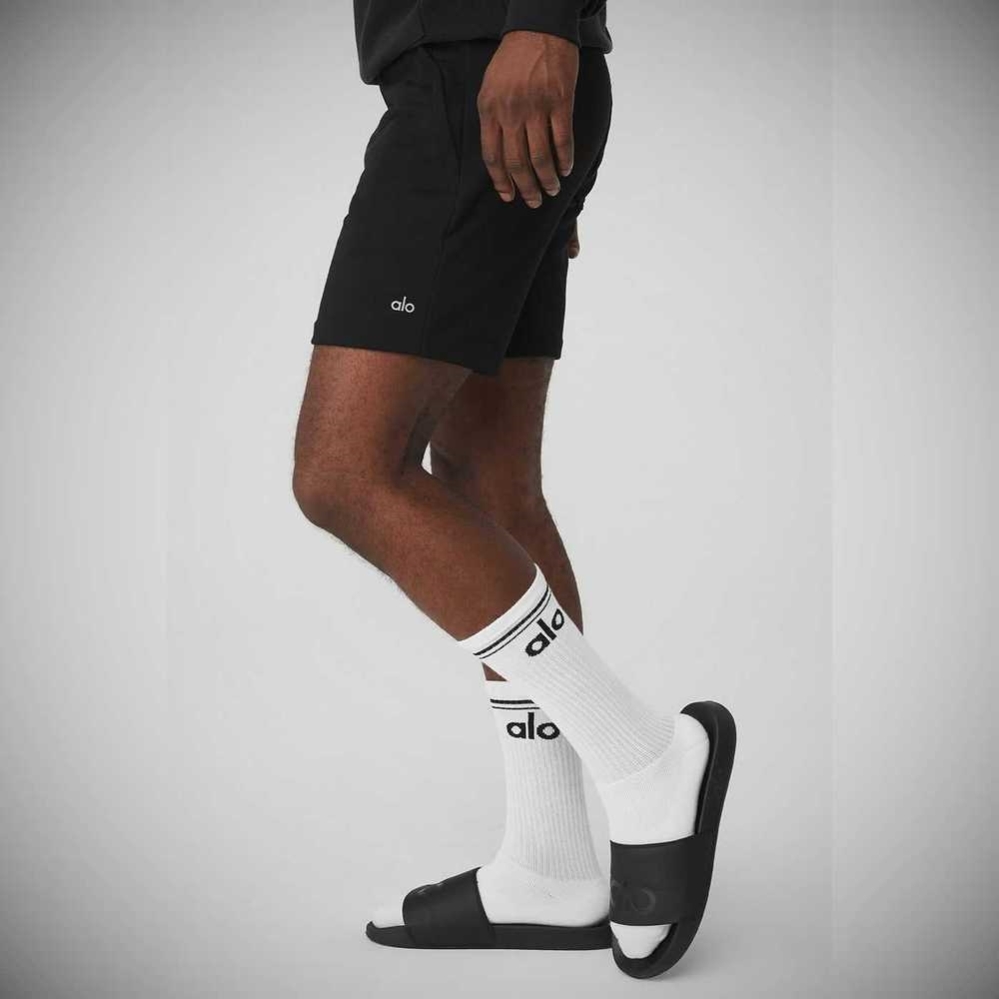 Alo Yoga Throwback Socken Herren Weiß Schwarz | VWAPNK078