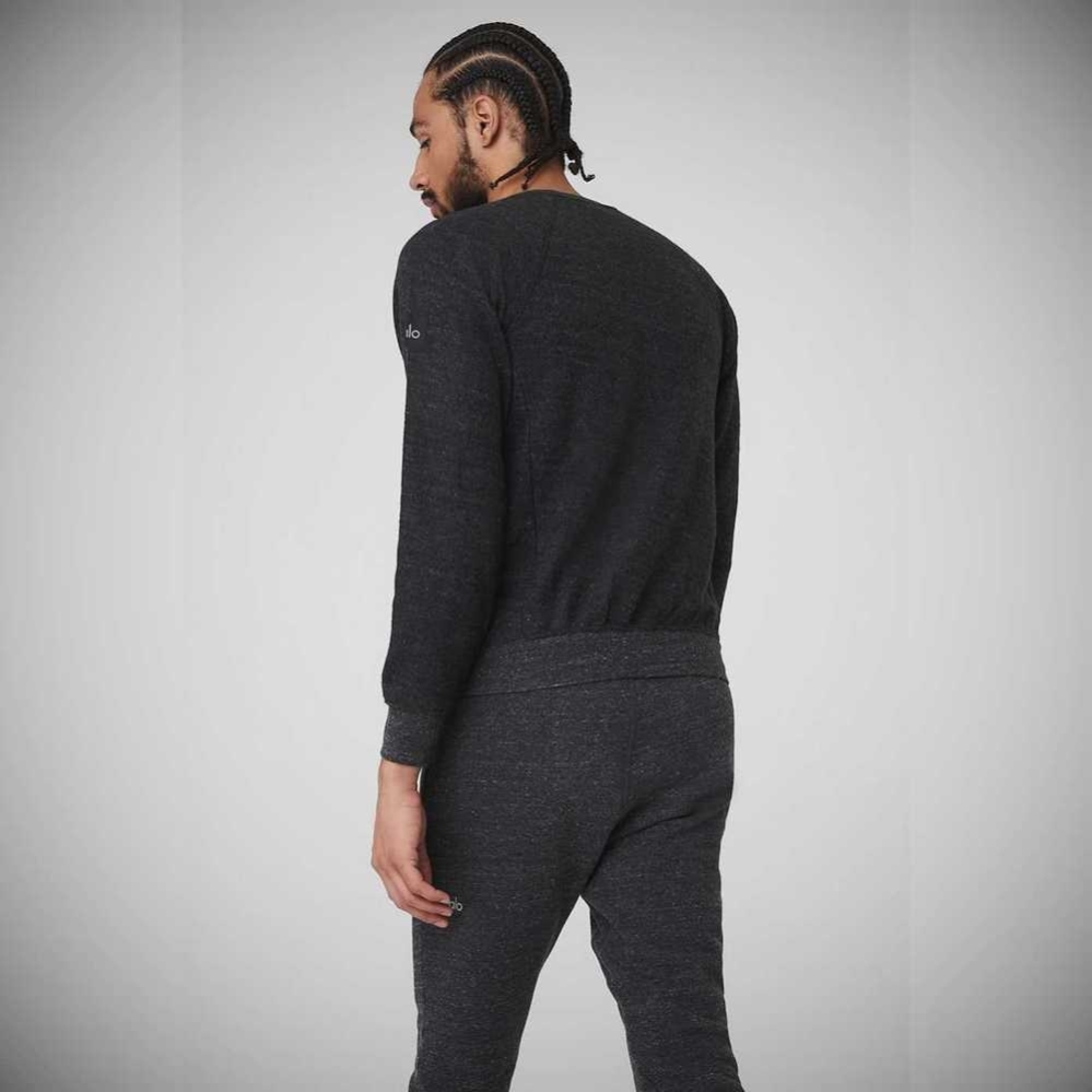 Alo Yoga Triumph Crew Neck Sweatshirt Oberbekleidung Herren Schwarz | TVHUWA598