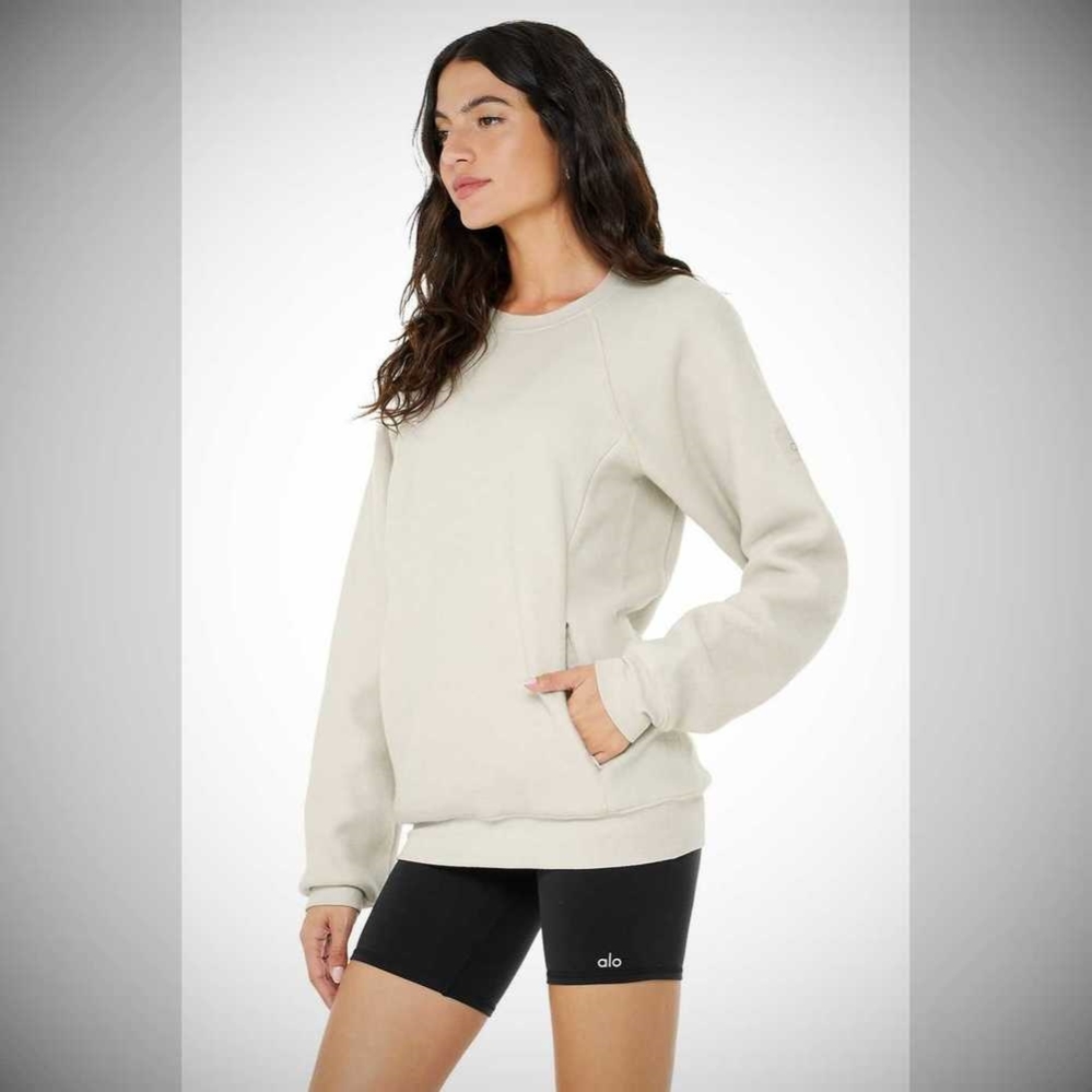 Alo Yoga Triumph Crew Neck Sweatshirt Sweatshirts Damen Beige | ZTLOGR415