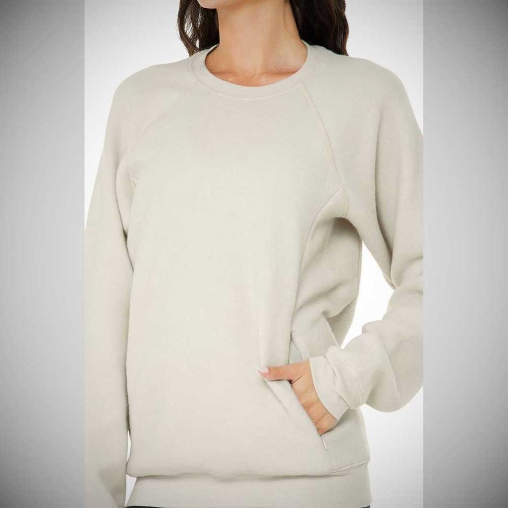 Alo Yoga Triumph Crew Neck Sweatshirt Sweatshirts Damen Beige | ZTLOGR415