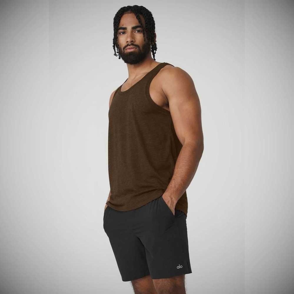 Alo Yoga Triumph Muskelshirt Herren Kaffee | HETWMJ564