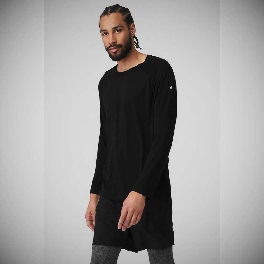 Alo Yoga Triumph Tee Long Sleeve Herren Schwarz | FGIOLM258