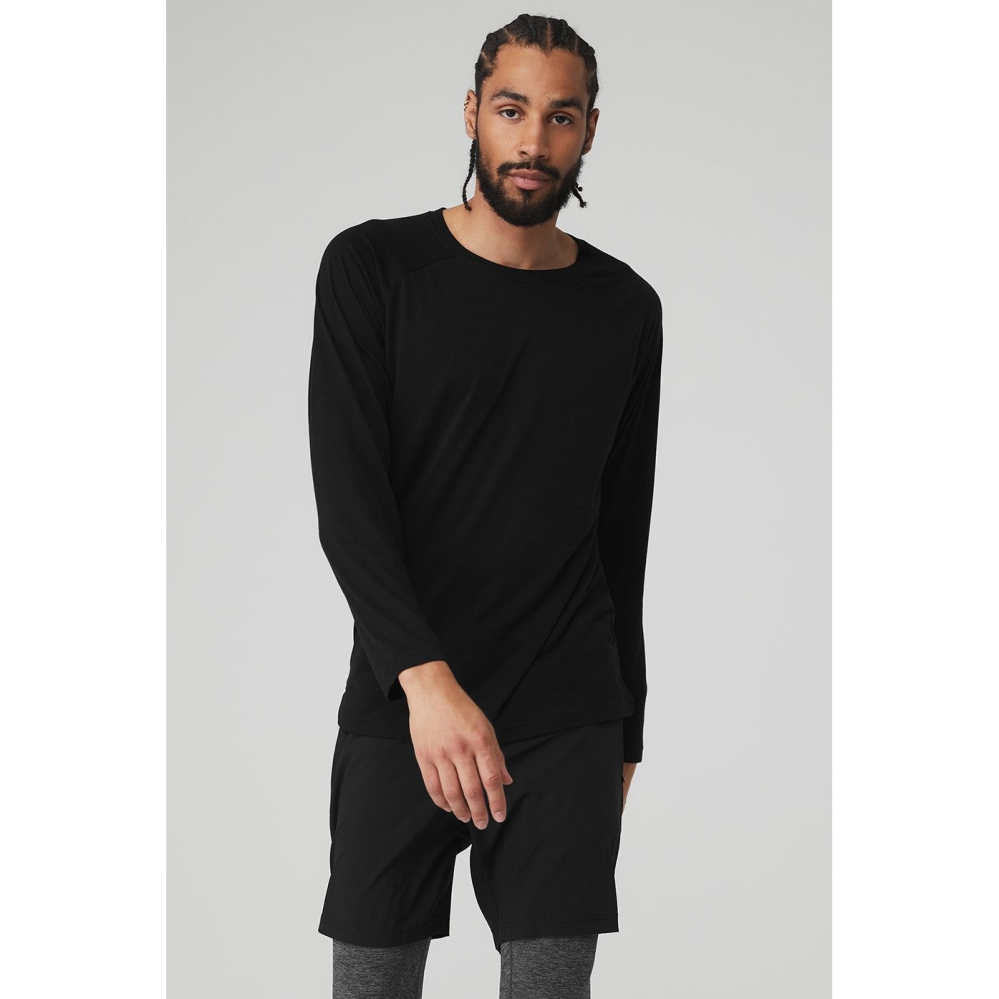 Alo Yoga Triumph Tee Long Sleeve Herren Schwarz | FGIOLM258