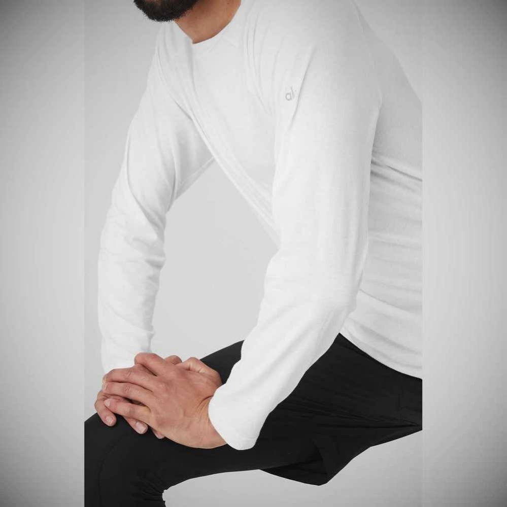 Alo Yoga Triumph Tee Long Sleeve Herren Weiß | HSRCFV423