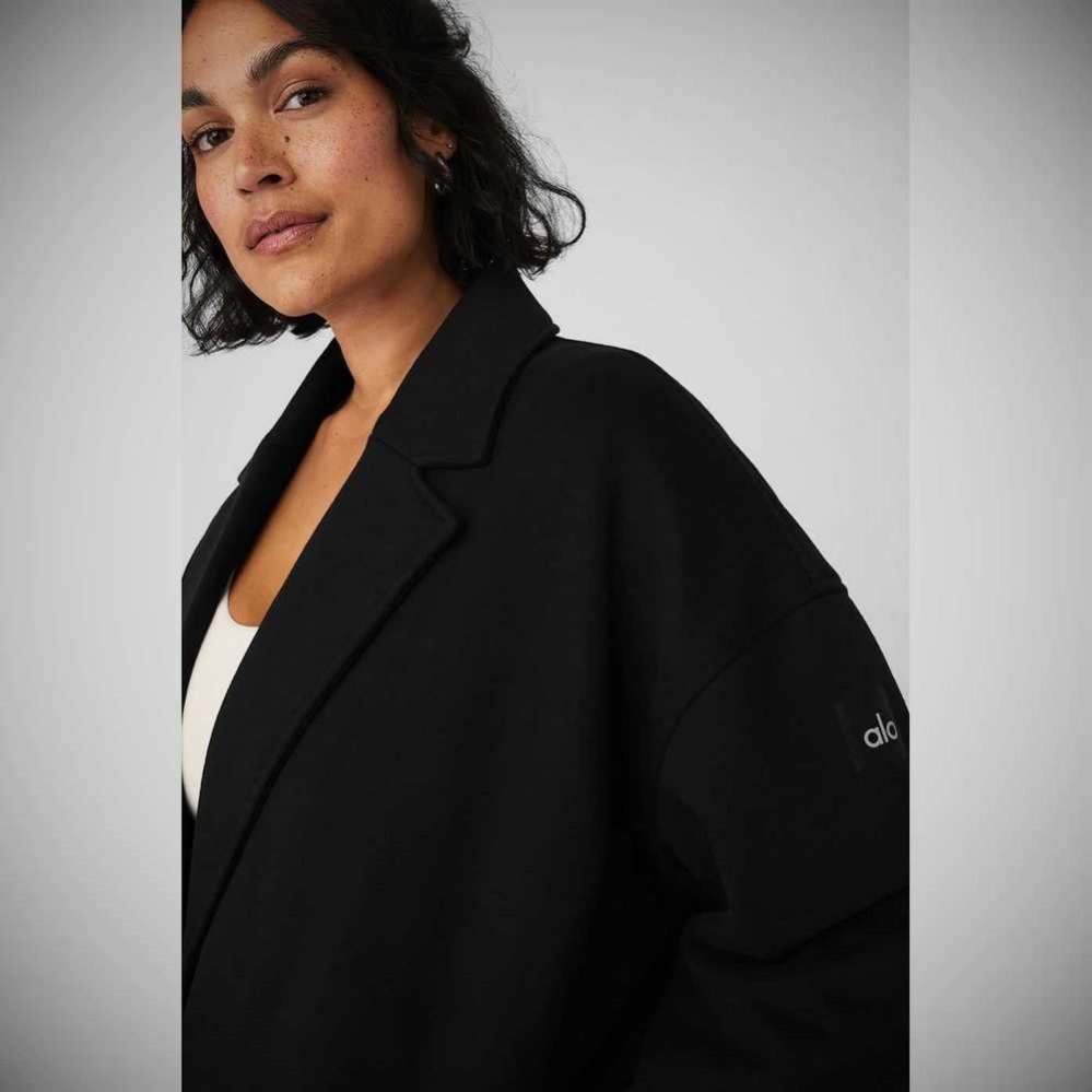 Alo Yoga VIP Blazer Trench Jacke Damen Schwarz | JXBZHA842