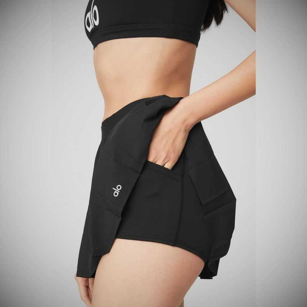 Alo Yoga Varsity Tennis Röcke Damen Schwarz | ENRVOH952