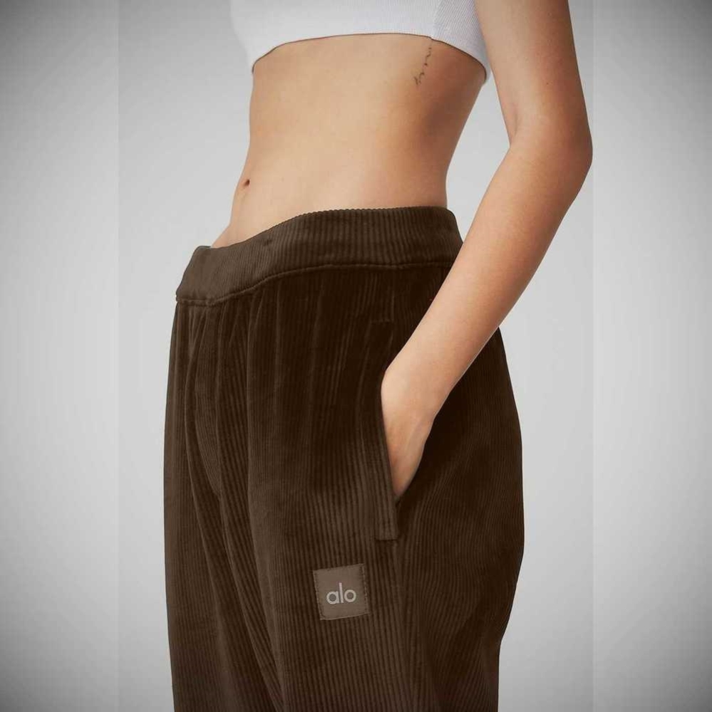 Alo Yoga Velour Baller Hose Damen Kaffee | PKFQXN985