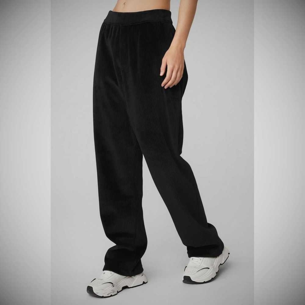 Alo Yoga Velour Baller Hose Damen Schwarz | LEACWT947